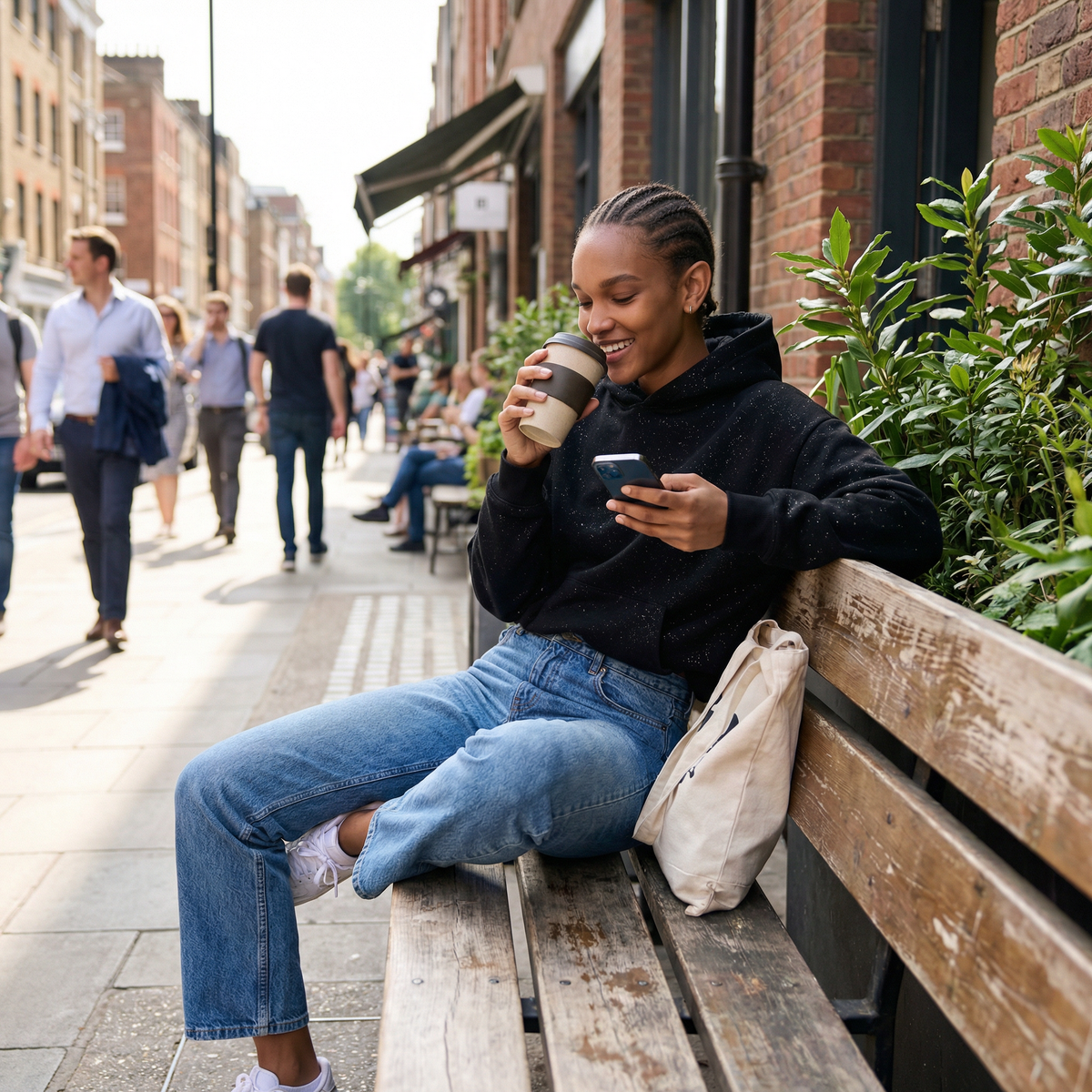 Sichere dir heute 70 % Rabatt – Lovaana Original Schwarzer Hoodie 💕