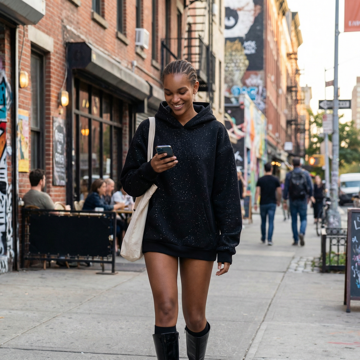 Sichere dir heute 70 % Rabatt – Lovaana Original Schwarzer Hoodie 💕