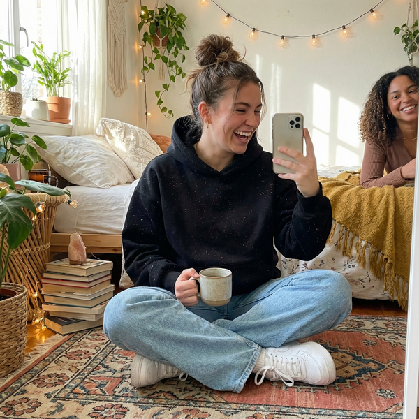 Sichere dir heute 70 % Rabatt – Lovaana Original Schwarzer Hoodie 💕